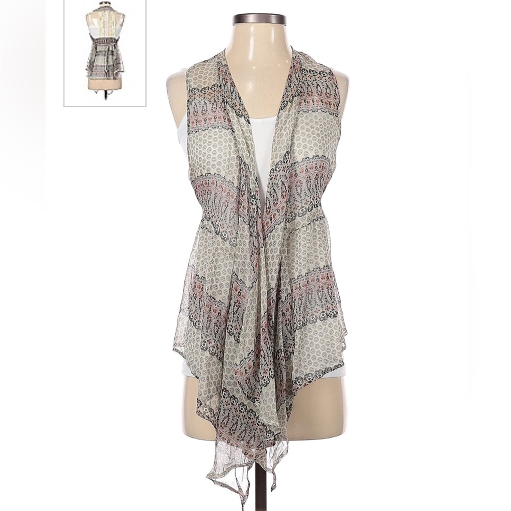 NWT Heartloom Size S Silk Vest Kimono Paisley Bohemian Boho Sheer Lace Back